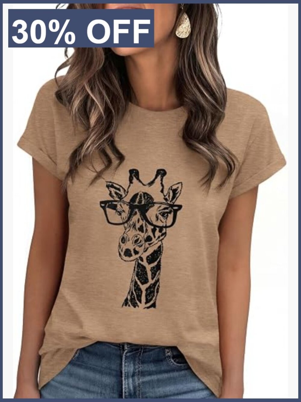 Womens Funny Giraffe Graphic T-Shirt Cute Animal Tee Casual Crew Neck Loose Fit